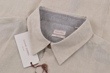 NWT Luciano Barbera Over Shirt Size L In Light Tan  Gray 100 Linen