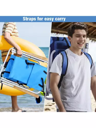 2pcs 23 * 21.7 * 31.5in Blue Beach Chair Oxford Cloth 120kg 4-speed Adjustable - Picture 8 of 12