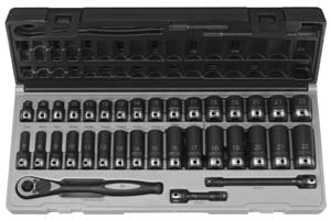 Grey Pneumatic 81635MRD 3/8'' Drive 6 Point 35 Pc Metric Std & Deep Duo Skt Set