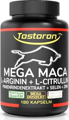 Tostoron MEGA MACA hochdosiert - 180 Kapseln (1x145,2g) L-Arginin + L-Citrullin