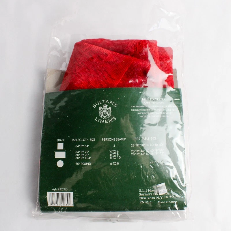 Sultan's Lines Heirloom Red Lace Holiday Tablecloth 60" x 90" - Image 4 of 4