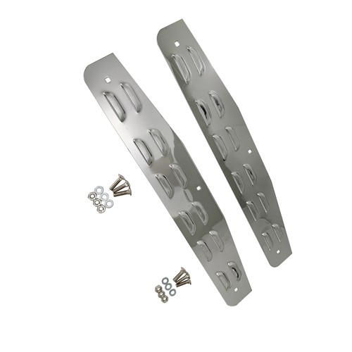 Stainless Steel Semi Truck Mud Flap Plates 24"x4" Louvered Universal Pair - Picture 3 of 7