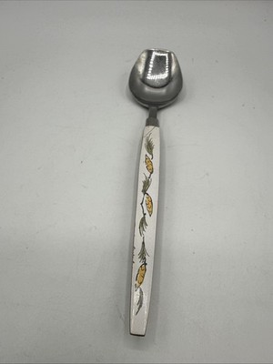 Vintage EPIC Japan Pine Cone Flatware Sugar Spoon Faux Wood Stainless Nature