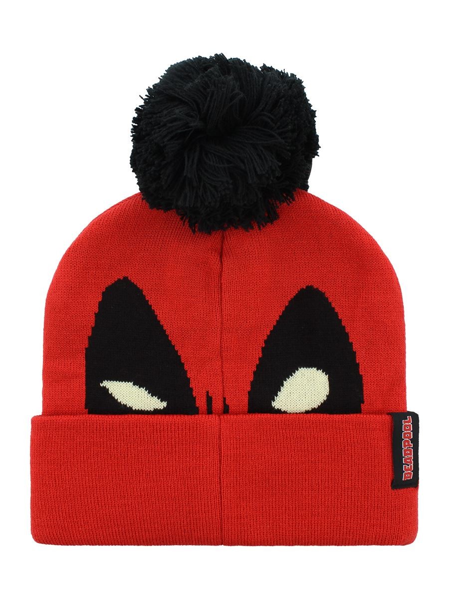 Deadpool Beanie Marvel Face Pom Red