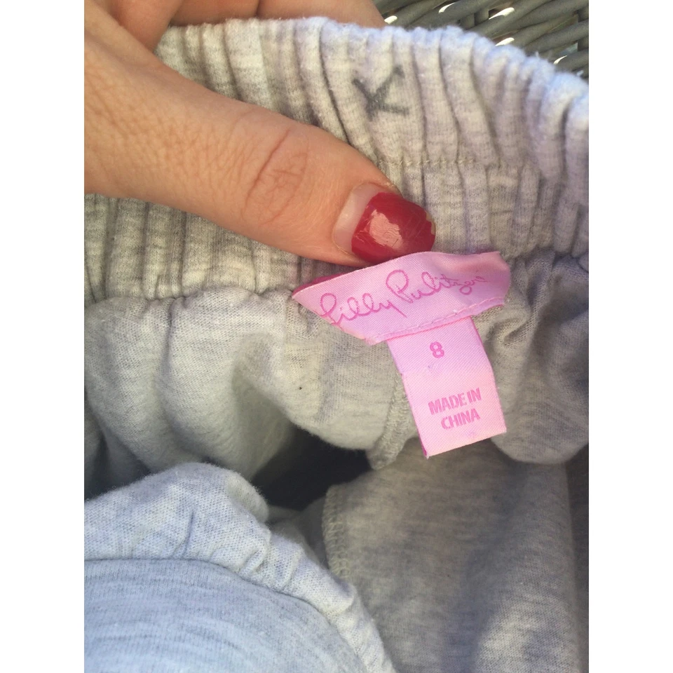 Lilly Pulitzer Girls Skort 8 Sweatshirt Grey Elastic Waist Hummingbird Beachy - Image 3 of 4