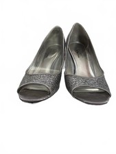 Touch of Nina Silver Glitter Peep Toe Heels