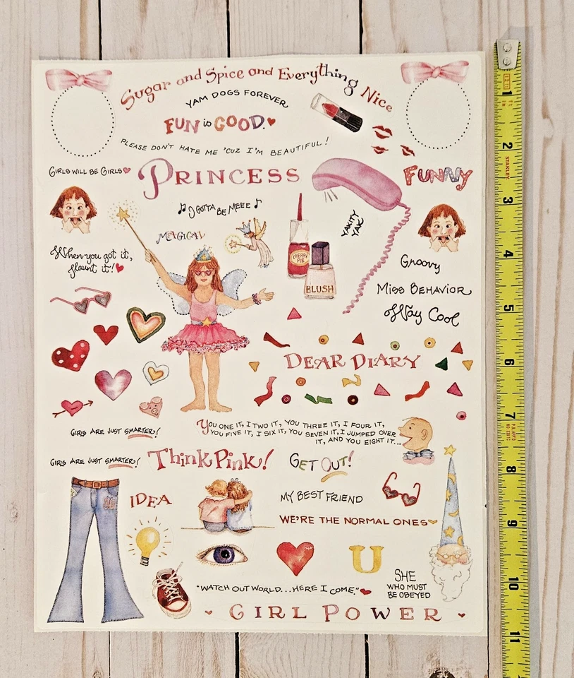 Susan Branch PRINCESS OVERSIZE 11" x 8.75" Sticker Sheet with 72 Stickers! - Image 3 of 4