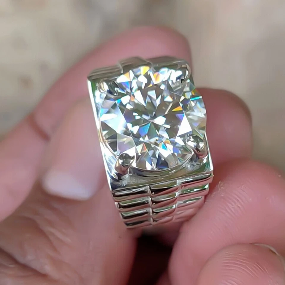 7.25 Ct Certified White Diamond Men's Ring – Stylish Gift for Him this Fall - Image 3 of 4