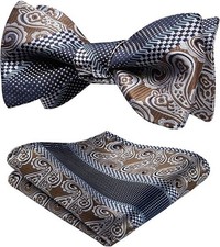 Bow Ties for Men Paisley Self Tie Bowtie Pocket Square Set Formal Tuxedo