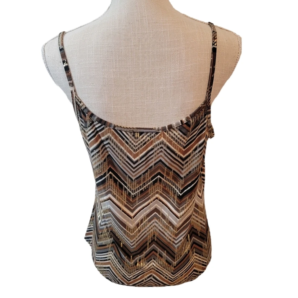 Joseph Ribkoff Gold/Brown/Black Rivet Spaghetti Strap Tank/Cami Size 12 - Image 2 of 4