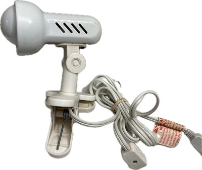 Vintage Portable Adjustable Mini Clip Lamp W/ Light Bulb White Corded WORKS EUC