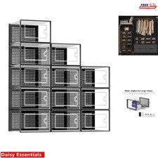 X-Large Stackable Shoe Storage Boxes - 12 Clear Organizers for Home Glamour