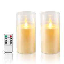 Flameless Candles with Remote, Set of 2 LED 2 Pack 3" x 6" , White
