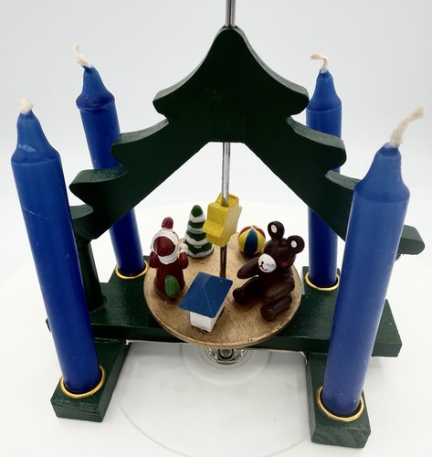 Vintage Kurt Adler Christmas Pyramid Candle Carousel Wood Santa Bear Holiday