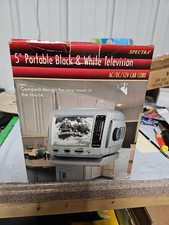 Spectra 5  Portable Black  White Mini CRT TV 52-BW Uses AC/DC Or Batteries MS