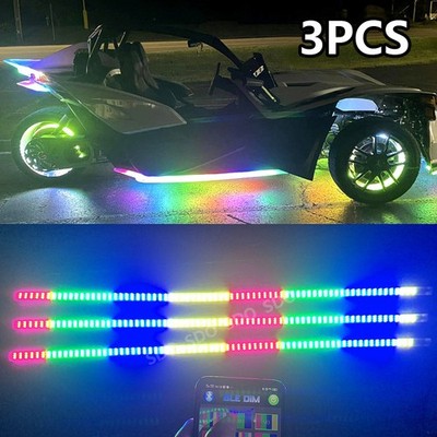3pcs 4FT Triple Row Color Chasing LED Strips Lights For Polaris Slingshot Wheels