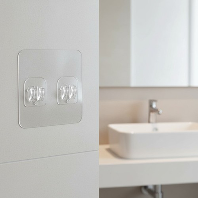 #ad Transparent Adhesive Shower Hooks 4 Pack 11lbs Max Weight Effortless Install $8.99