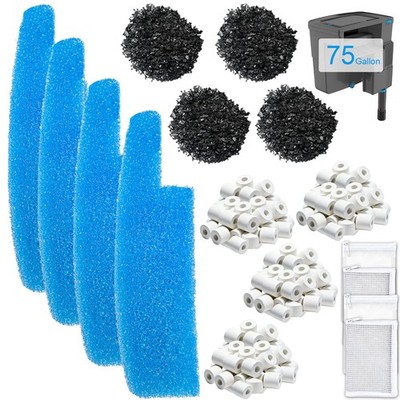 4 Set Complete Filter Media Kit with Seachem Tide 75-Gallon (300L) for Large ...