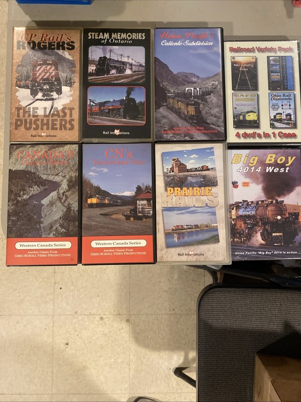 Greg Scholl VHS Lot & 2 Sealed DVDs Rail Innovations 4014 844 Trains Railroad