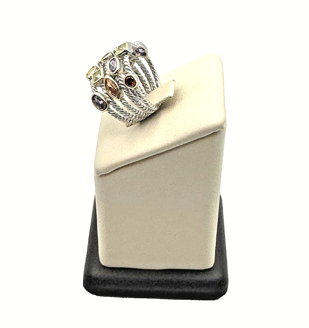 925 Sterling Silver Multi Store Cable Stacked Rin… - image 2