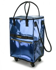 Reusable Foldable Rolling Grocery Bag on 5 Medium, Navy Blue