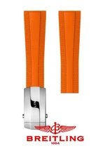 New 22mm Authentic BREITLING Rubber Strap Orang Diver Watch Band Buckle Set B