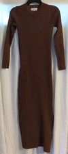 Lucca Long Sleeve Ribbed Bodycon Dress Deep Brown Medium