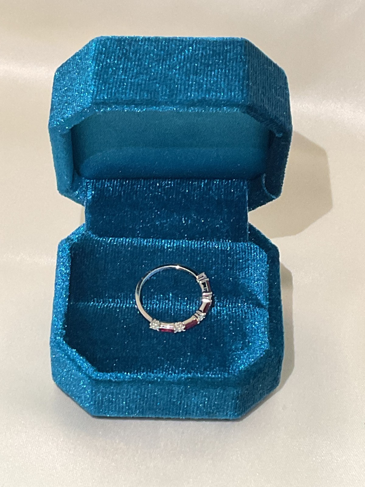 9k White Gold Ruby & Diamond Ring - image 3