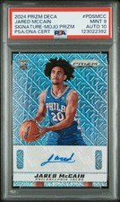 2024 PANINI PRIZM DECA SIGNATURES MOJO PRIZM JARED MCCAIN 21/25 PSA 9 AUTO 10