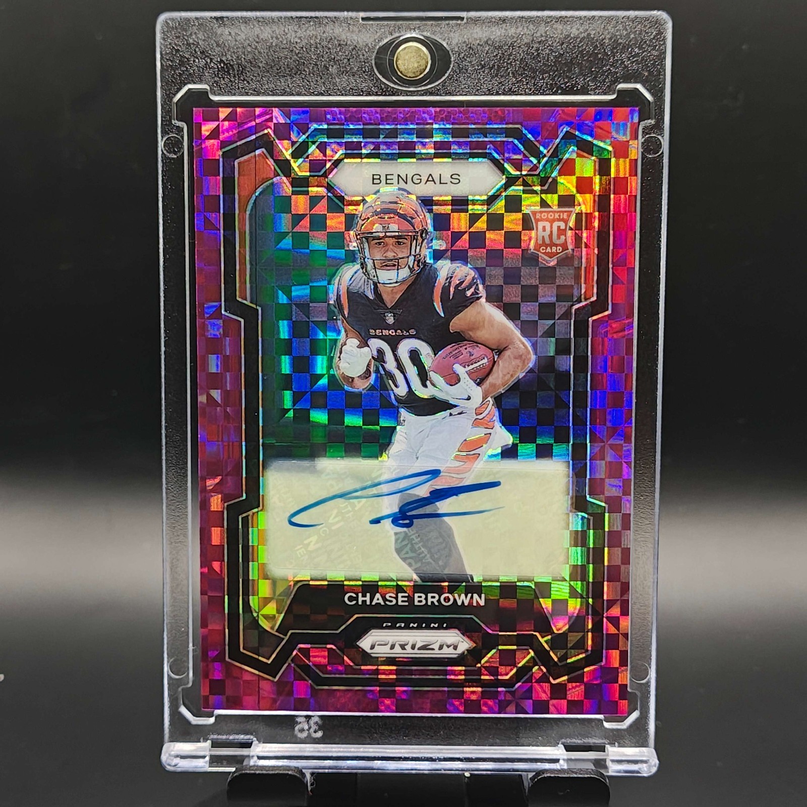 Chase Brown 2023 Panini Prizm #318 Rookie Purple Power Auto /49 RC Bengals