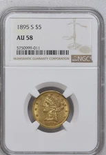 1895-S $5 Liberty Head Gold Coin NGC AU 58 – Rare Collectible