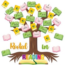 Reading Tree Bulletin Board - 55PCS Rooted in Reading Tree Cutout B-Reading
