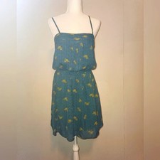Target Mossimo Teal Blue Green Spaghetti Strap Floral Boho Sundress Medium M EUC
