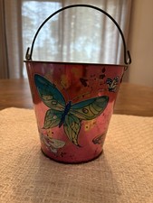 Vintage Tin Pink Sand Pail MOD