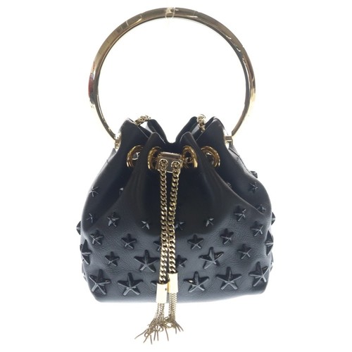 JIMMY CHOO Micro Bon Bag Star Studded 2 Way Hand Chain Shoulder Black Used 1f248
