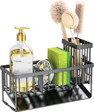 Sink Caddy Sponge Holder for Kitchen with Brush Holder and — image 7
