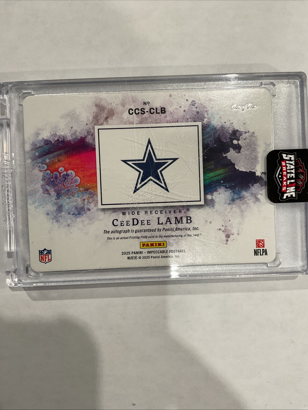 2025 Ceedee Lamb Panini Impeccable Football 1/1 Auto printing plate view 2