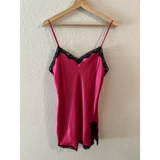 Vintage Victoria  s Secret Pink Satin Lace Slip Dress 90s Y2K NWT Sz M Coquette