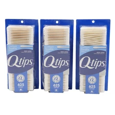 3 Pack Q-tips Cotton Swabs 1875ct (3 x 625ct) 100% Cotton Paper Stick DAMAGE BOX