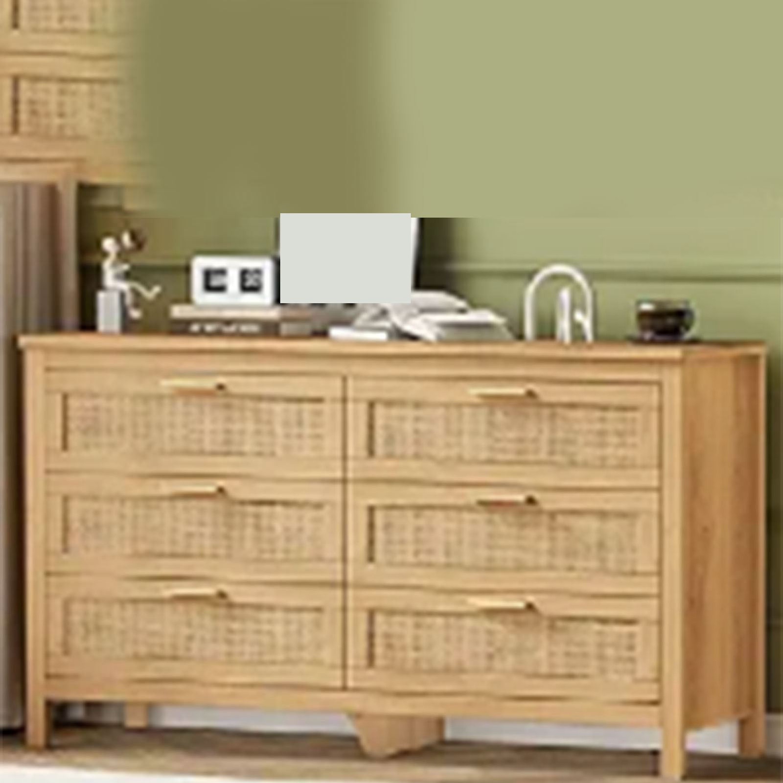 6-Drawer Wood Top Dresser for Bedroom Storage and Organization