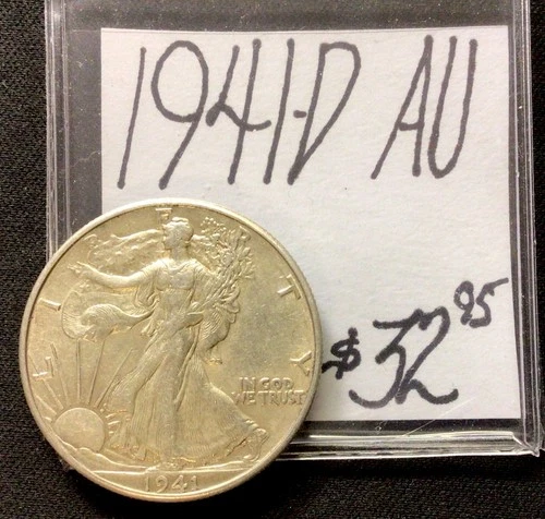 1941 D Walking Liberty Silver Half Dollar AU! ENN Coins
