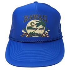 Hawaii Snapback Mesh Back Rope Trucker Hat Blue One Size Adjustable