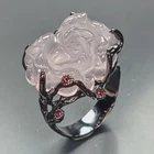 Handmade 16 ct+ Natural Rose Quartz Ring 925 Sterling Silver Size 8 /R482481