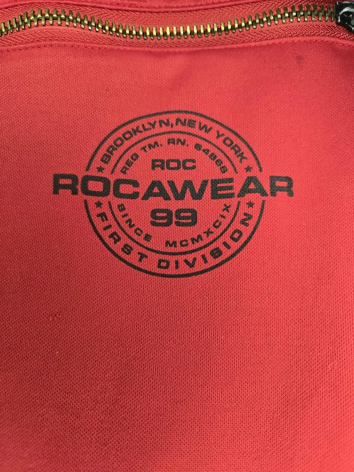 Calça jogger/tech masculina Rocawear GG vermelha, hip hop anos 90 vintage joelhos Girbaud - Imagem 3 de 4
