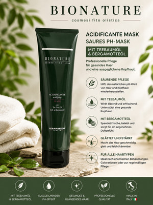 EMMEBI BIONATURE Acidificante Mask Saure pH-Haarmaske mit Teebaumöl & Bergamotöl