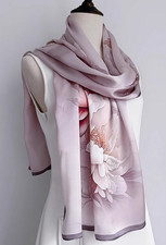 100 Silk mulberry Scarf Women neckerchief Shawl Wrap floral pink red HD1-38