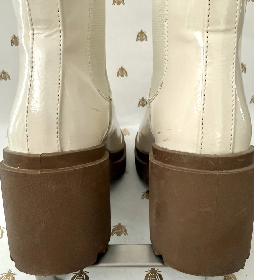 Diba Boots CHELSEA Patent Leather Chunky Platform Pull On Cream 7.5 - Image 4 of 4