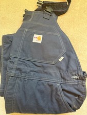 Carhartt FR Duck Bib Overall Quilt Lined Navy 38x36 With Tags 102691