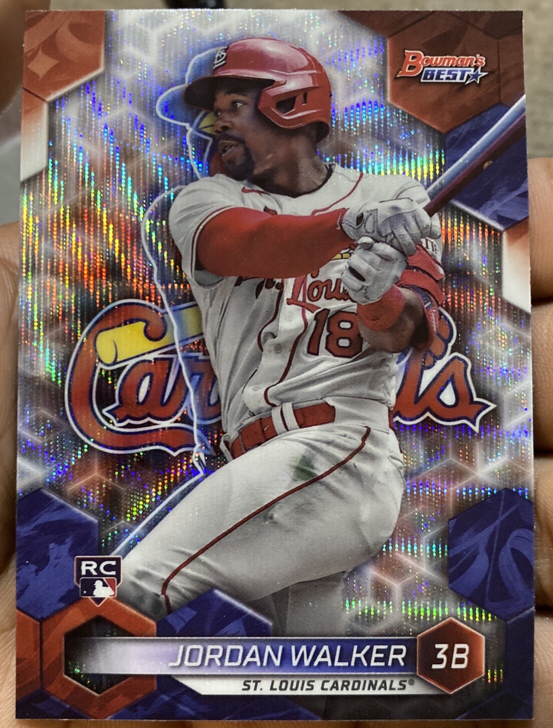 Jordan Walker 2023 Bowman's Best Wave Refractor Parallel RC Rookie