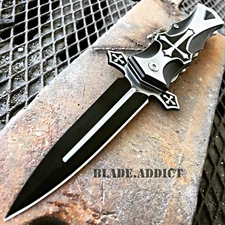TAC-FORCE Spring Assisted Open CELTIC CROSS Folding STILETTO Pocket Knife BLACK